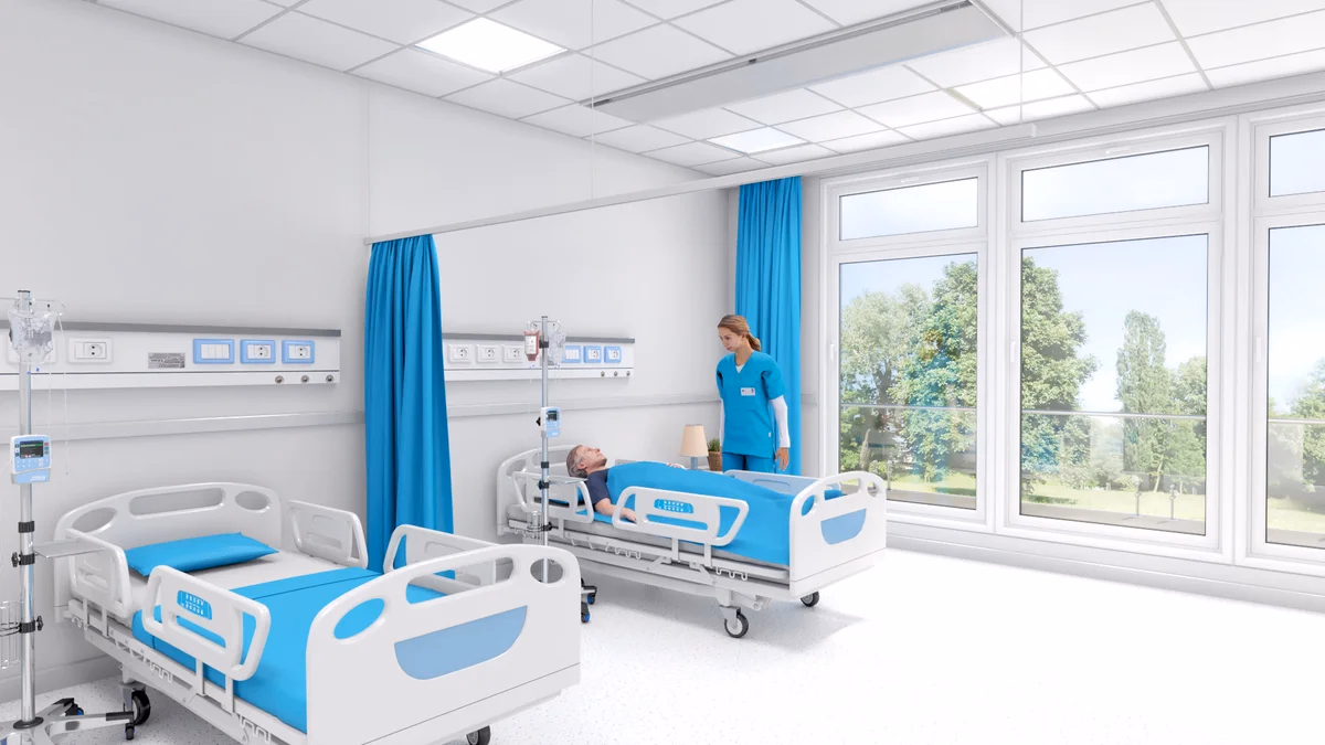 Hygienic chilled beam for hospital environment