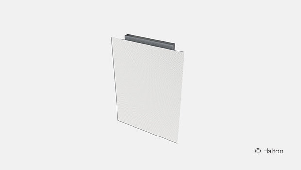 Integrated wall displacement unit, Halton Zen Rectangular in Wall