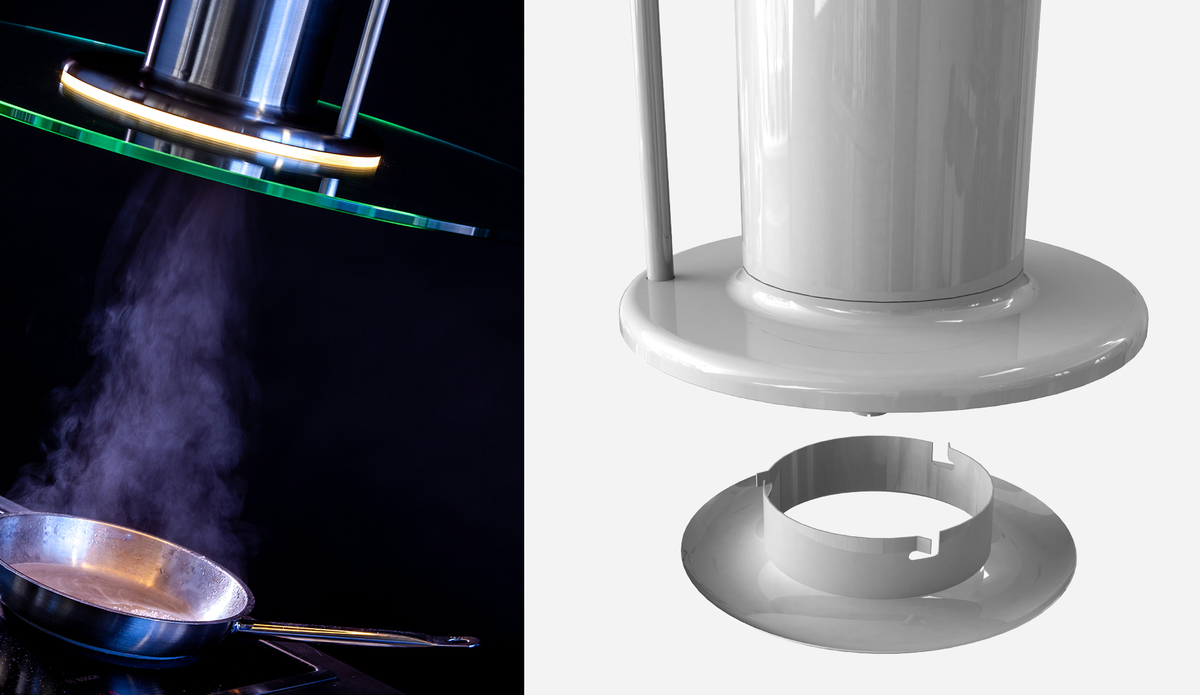 JES-RD round design kitchen hood with Jet Extraction System