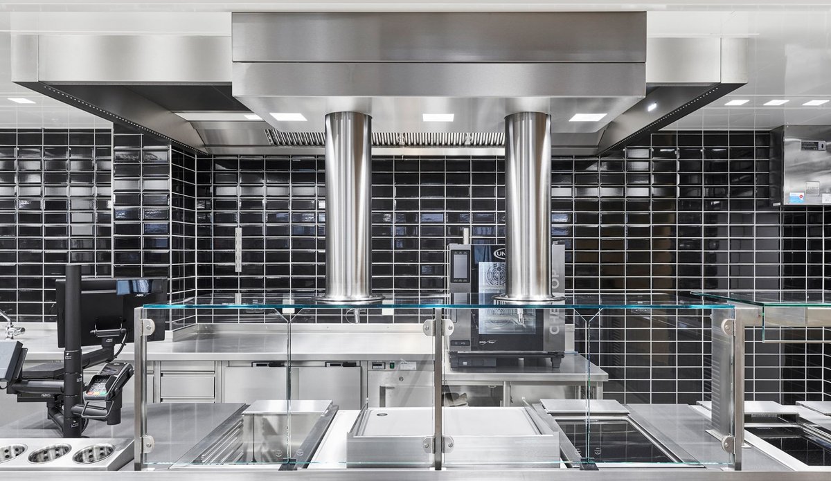 JES design kitchen hood with Jet Extraction System