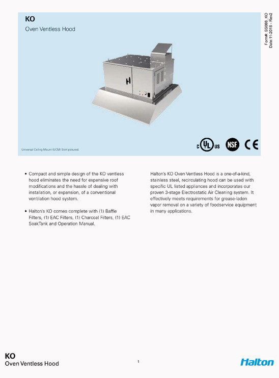 Halton KO Ductless Exhaust Hood