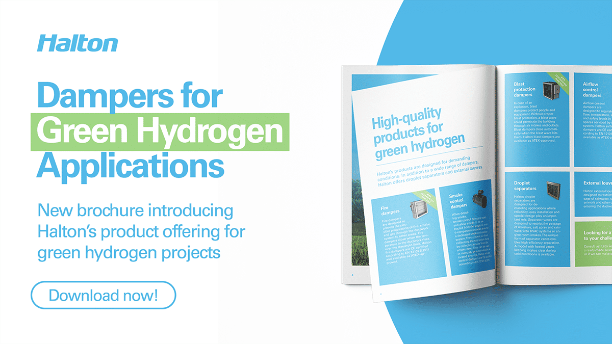 Halton offers robust dampers for green hydrogen applications and supports overall progress toward net-zero objectives